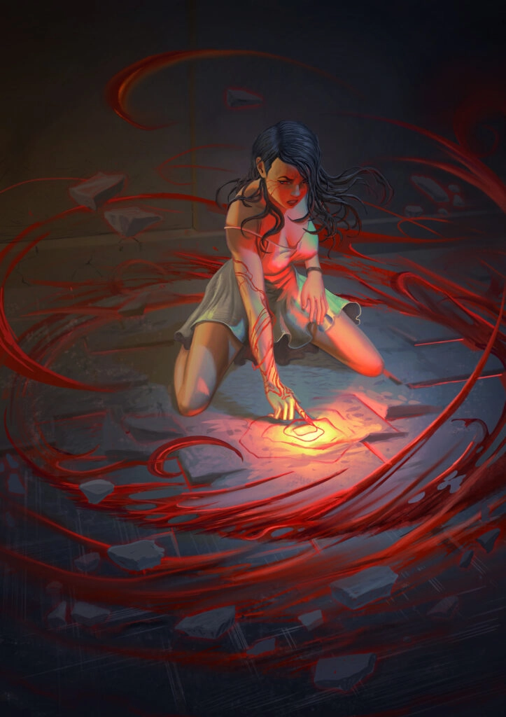 Ilustración de la baraja Súcubas xupa sangre